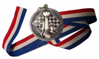 Медаль шахматная круглая "СЕРЕБРО" с лентой